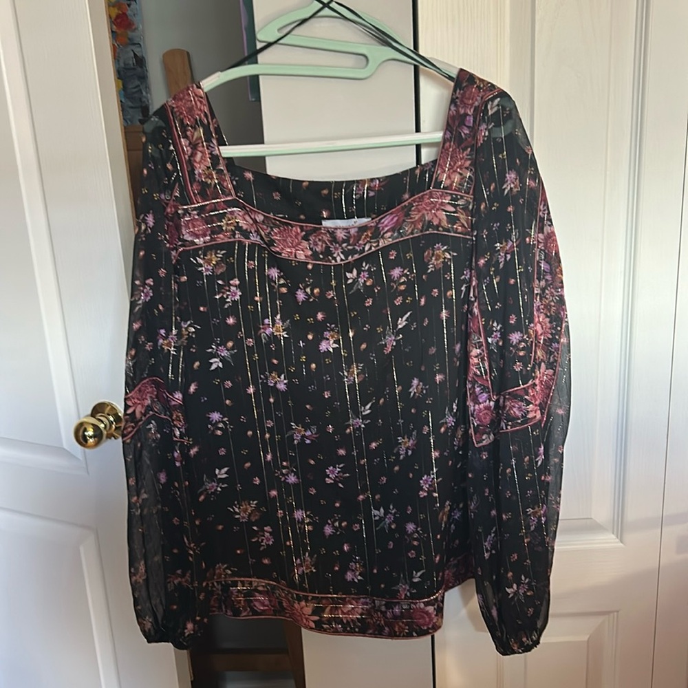 Per Una Floral Blouse w/ square neckline